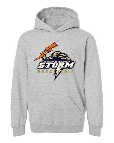 Chanhassen Storm Basketball Bolt Logo Youth Heavyweight Hoodie