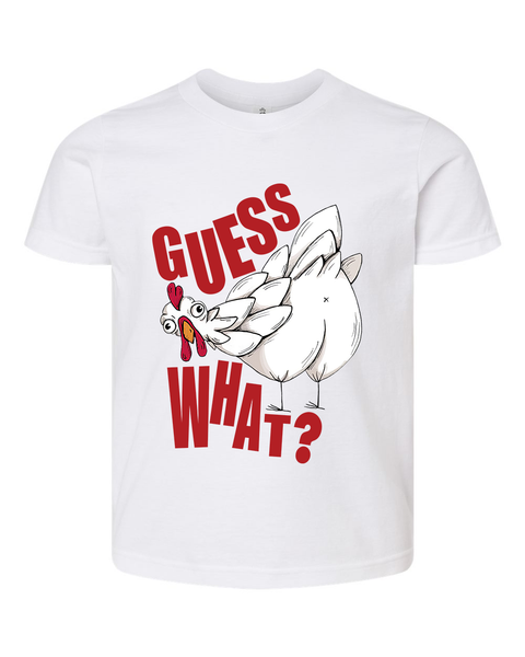 Guess What? Chicken Butt Image Youth Tee - White