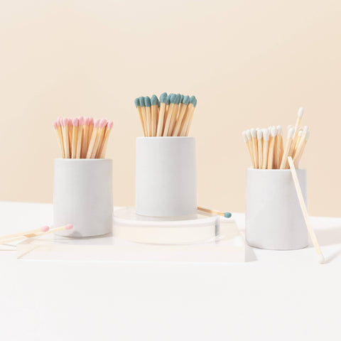 White Round Vessel with Color Matchsticks