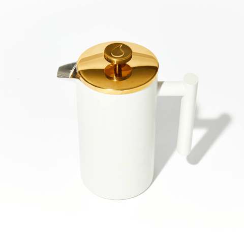 French Press | Matte White & Gold