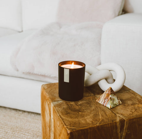 Smoke + Leather - Matte Black Tumbler Soy Candle