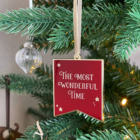 The Most Wonderful Time Enamel Christmas Tree Decoration