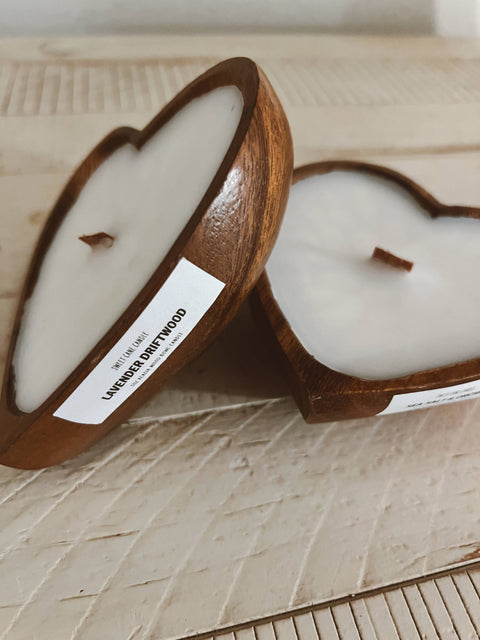 Wooden Heart Bowl Candles - 3 oz.