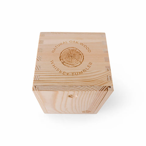 Oak Whiskey Tumbler in Wood Box. Bourbon men, home bar gift.