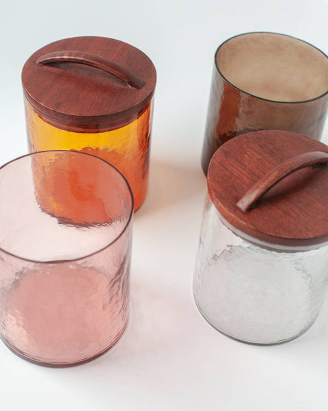 Handblown Hammered Glass Canisters (medium)