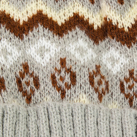 Tribal Pattern Pom Beanie