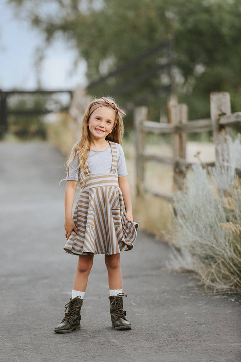 Polly Mocha Stripe Jumper Dress