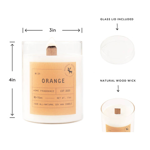 Sweet Orange Signature Soy Wax Candle, 11 oz wood wick