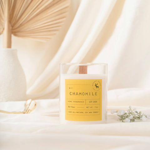 Chamomile Signature Soy Wax Candle, 11 oz wood wick