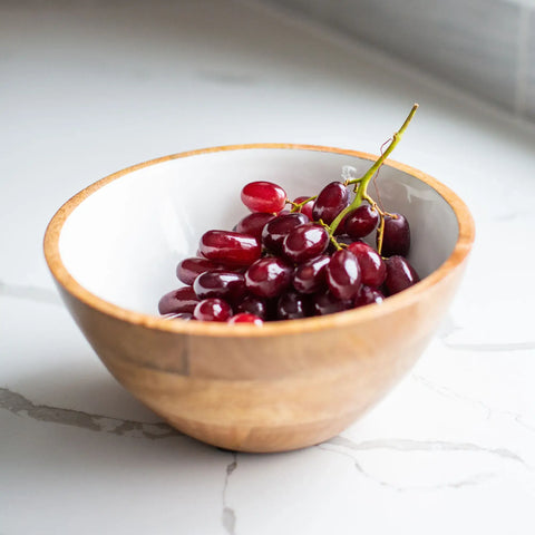 Wood + White Collection Mango Wood Salad/Serving Bowl, Medium