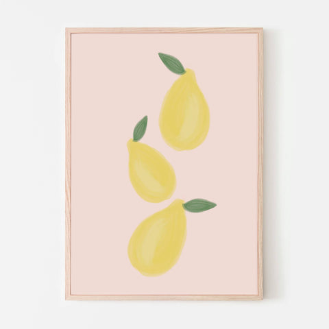 Leafy Lemons Art Print | Spring Home Decor