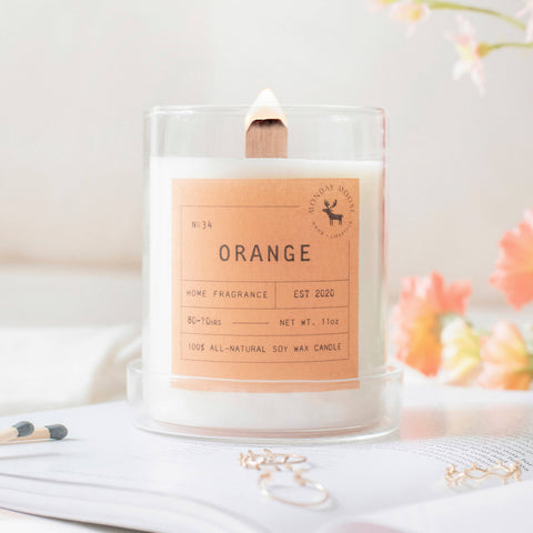 Sweet Orange Signature Soy Wax Candle, 11 oz wood wick