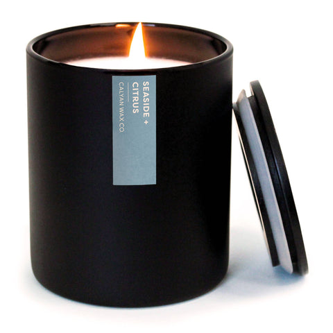 Seaside + Citrus Matte Black Glass Tumbler Soy Candle