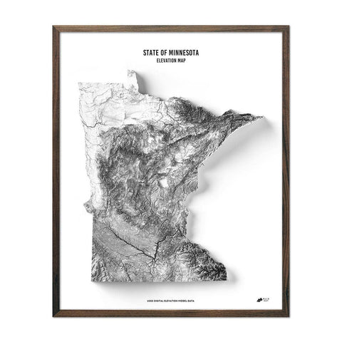 Minnesota Elevation Map 18x24" Wall Art Print