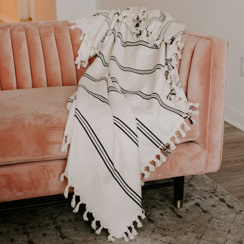 Taylor Turkish Throw Blanket - Three Stripe