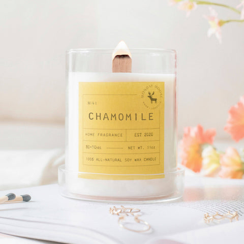 Chamomile Signature Soy Wax Candle, 11 oz wood wick