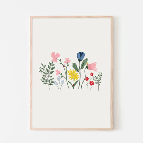 Garden Flowers Art Print | Spring Home Decor