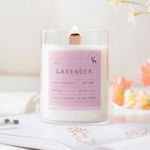 Lavender Signature Soy Wax Candle, 11 oz wood wick