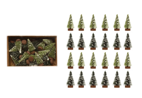 Flocked Mini Bottle Brush Tree, Boxed Set of 24