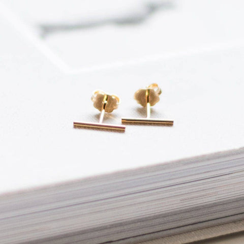 14k Gold Filled Bar Stud Earrings