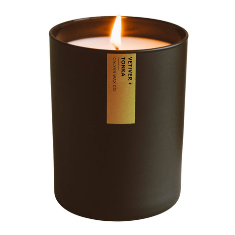 Vetiver + Tonka Matte Black Glass Tumbler Candle