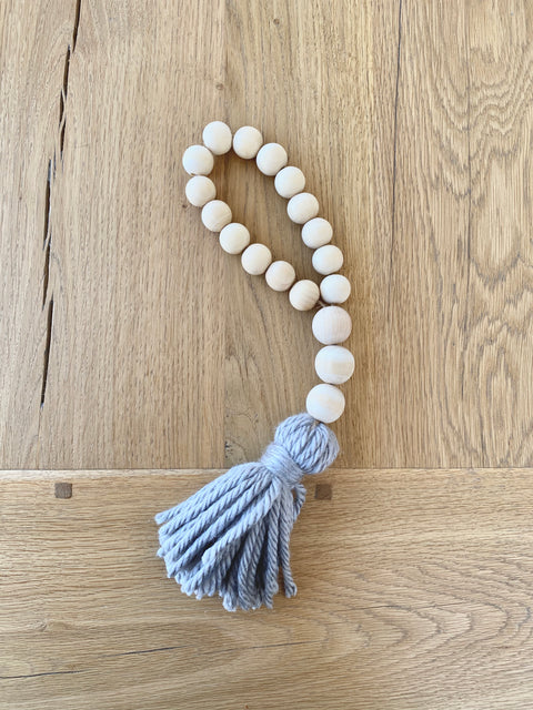 Wood Bead Loop Garland with Tassel