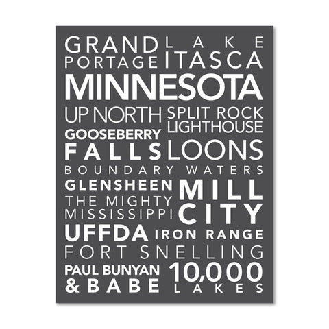 Minnesota Landmarks Subway-Style Art Print