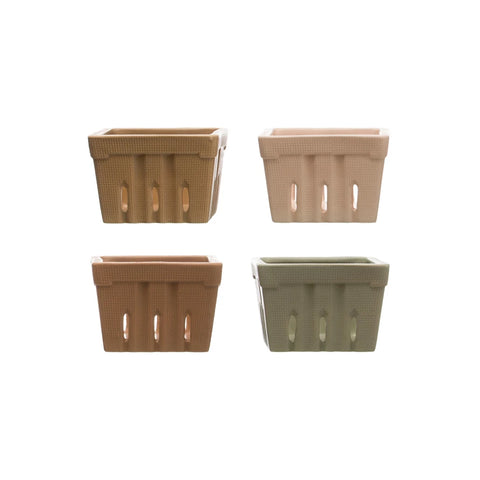 Textured Stoneware Berry Basket, 4 Colors Available